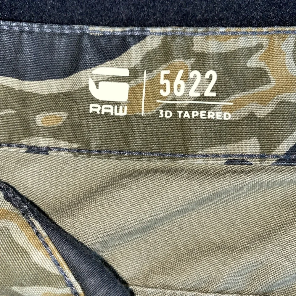 G Star Raw 5622 MENS SIZE 36X32 3D Tapered Camo Denim Pharrell Green Woodland